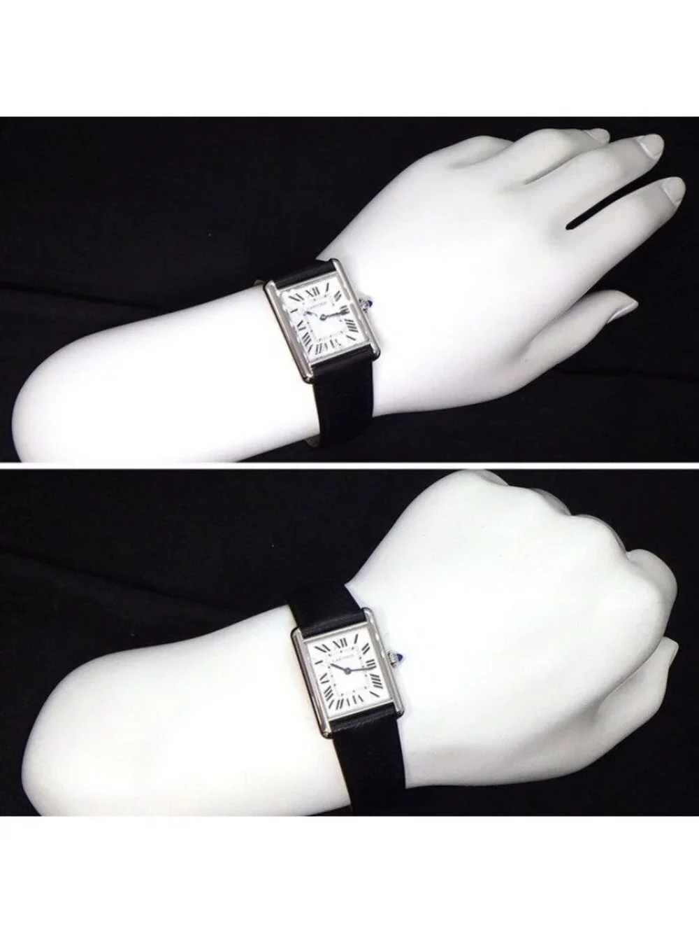 Cartier Watch Tank Must LM Silver Dial Roman Index SS Leather Quartz Analog